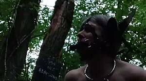 2024 ponygirl slave humiliated in forest with buttplug and slaps