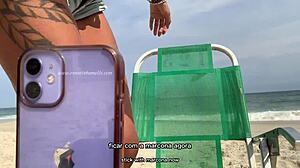 Renatinha Mello flaunts body in public beach chat with exhibitionist vibe