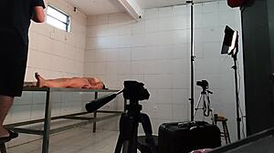 Recording in deactivated hospital ward with big tits milf