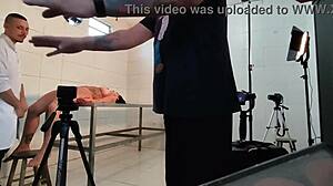 Recording in deactivated hospital ward with big tits milf