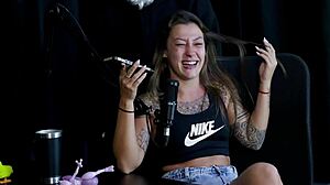 flor de damiana does sensual stripper, shows big tits, talks about never suggesting trans and losing virginity