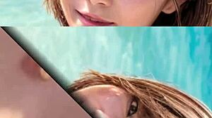 Mature Model Strolls on Beach