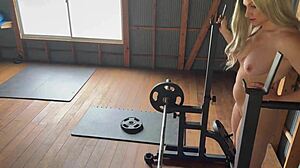 Nude gym session turns into steamy private fitness fucking