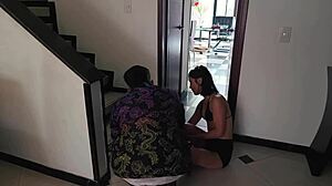 Pretty Latina Trips And Gets Fucked