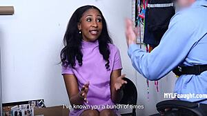 Mall Cop Nabs Petite Black Masseuse with STICKY FINGERS!