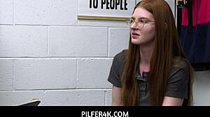 How does nerdy ginger Jane Rogers use her pussy to escape trouble?
