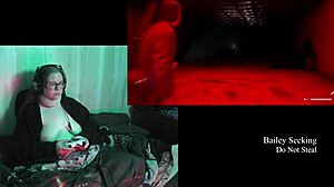 Naked brunette with big tits plays Alan Wake 2, part 12