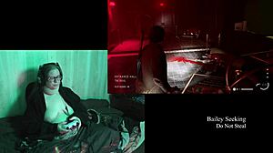 Naked brunette with big tits plays Alan Wake 2, part 12