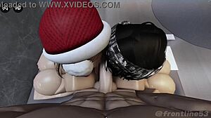 Horny sluts with big tits crave monster cocks in threesome.