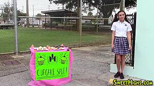 petite teen 18+ craves facial after wild sucking