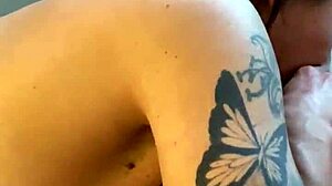Watch the wife sucking monster cock and getting cum on her shaved pussy