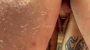 I hiked with my friend and called the guide to fuck our pussies by the sea in red sheer outfits.