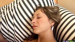 Damn! Tall teen 18+ with huge tits facefucked. She jumps on a fat cock hard!