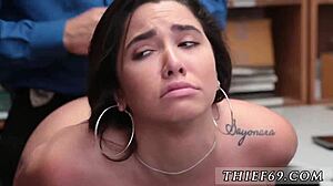 Big booty police officer steals apparel in hardcore office scene