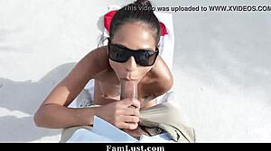 Does this hot tan step daughter suck her step uncle's dick?