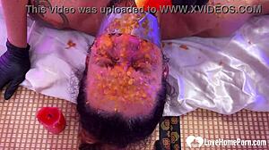 Punishing my naughty husband with hot wax for his kinky deeds.