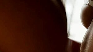 black milf strips and dances in lingerie for babe