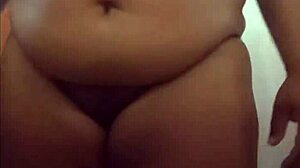 Chubby girl with big ass strips and shows off