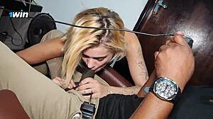 hey, negao gringo playing video game while ninfeta loirinha gives her pussy?