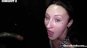 hot babes slurping cum at the gloryhole in december