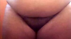 Chubby girl with big ass strips and shows off