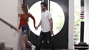 brunette babysitter is fucked by her bf