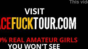 Ebony babe teases before taking a rough deep throatpie face slam