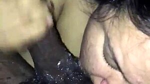 Nasty bbw gives great head to monster black cock