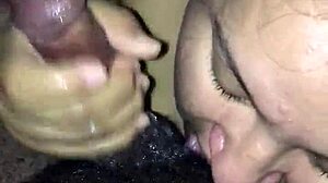 Nasty bbw gives great head to monster black cock