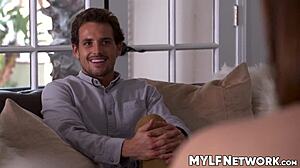 cougar milf licks monster cock sideways after work