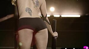 Amazing Workout: Beautiful Big Ass Babes Striptease For Hot Blonde Coach Sarati.