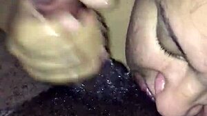 Nasty bbw gives great head to monster black cock