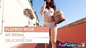 kit rysha undresses, showing petite asian tits and ass