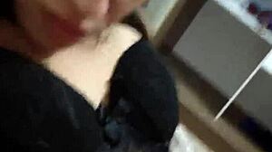 the cute emo brunette missed her boyfriend so much