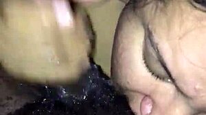 Nasty bbw gives great head to monster black cock