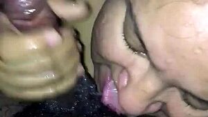Nasty bbw gives great head to monster black cock