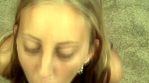 a lovely young girl gives an intense blowjob