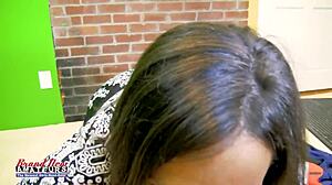 Busty exotic milf kayla sucks hard cock and swallows cum after rimjob.