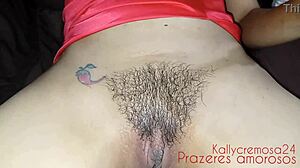 before and after shaving wife's hairy pussy, then cum in her tight ass
