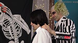 stepsisters cast a hex with their pussy juice on halloween night in a teen threesome