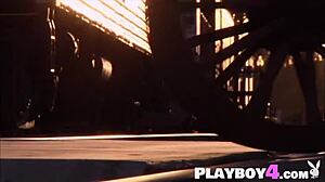 jaime edmondson rips clothes off posing naked outdoors with big tits