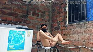 In the usa, my fat latina neighbor roleplays submissive and shows her huge natural tits and pussy under her dress in the yard