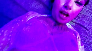 Cute alt teen bangs lucky guy, mouth dripping with creamy cum