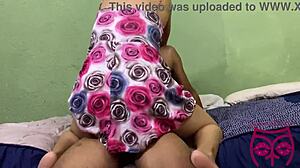 Sexy student fucks in dress at home!