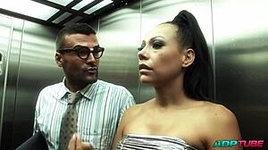 Beautiful Cute Girl With Brown Eyes Gets Roughly Fucked In Bar In Front Of Clients