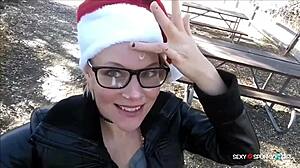 watch this not sister swallow cum on ass and face during christmas cumshot