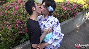 i watched hot saki aoyama suck cock in kimono at park