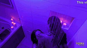 VALEN AND DANYLA SHARE A PLEASURABLE SHOWER, THEIR COLOMBIAN BODIES ENTWINED IN LESBIAN BLISS.