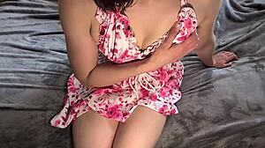 Horny Wife Fingers Wet Pussy in Summer Dress  