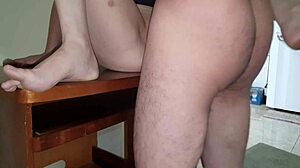 Redhead lifts skirt for dick in tight pussy